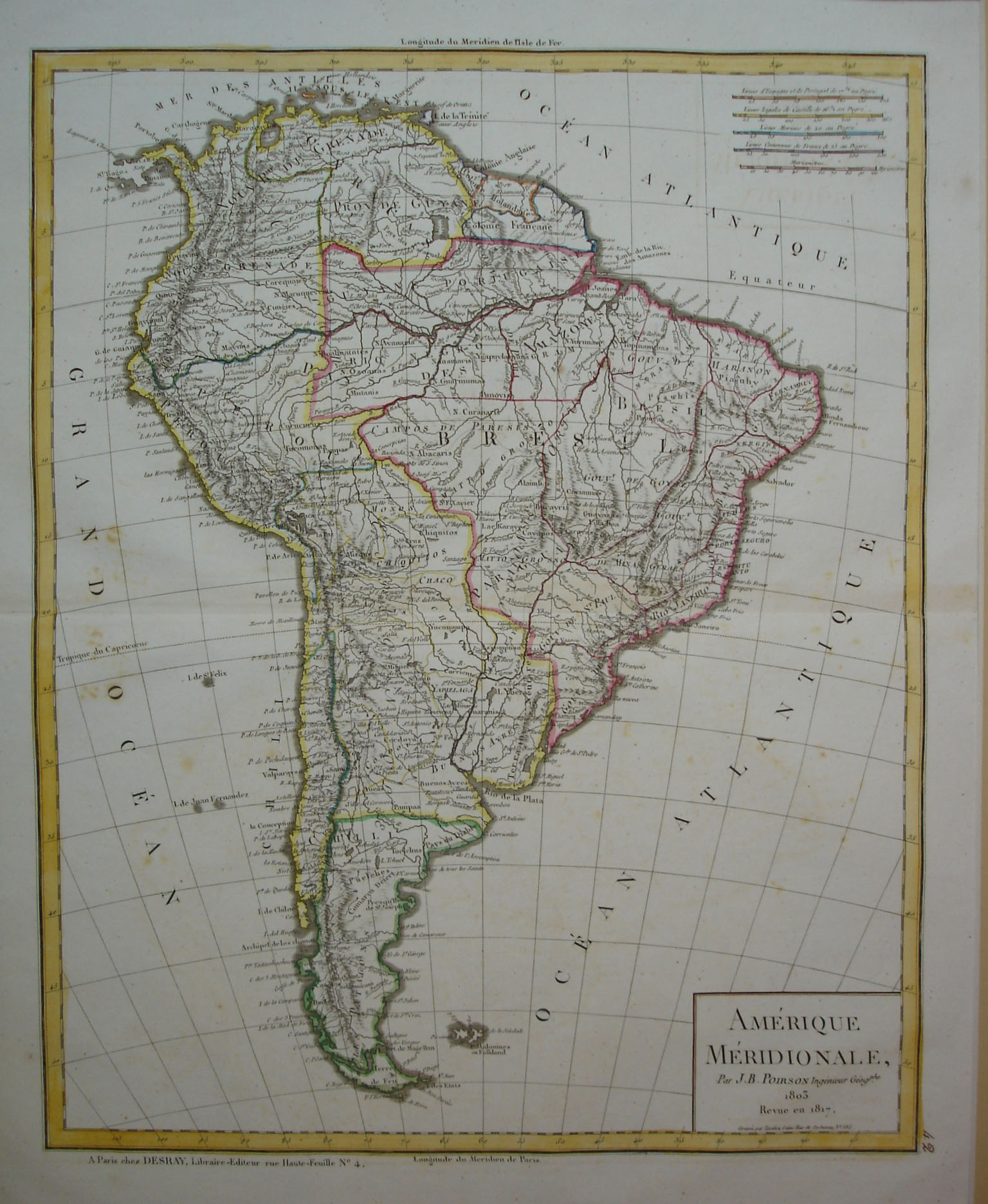 Mapa de América del Sur del siglo XIX – Grabados Laurence Shand
