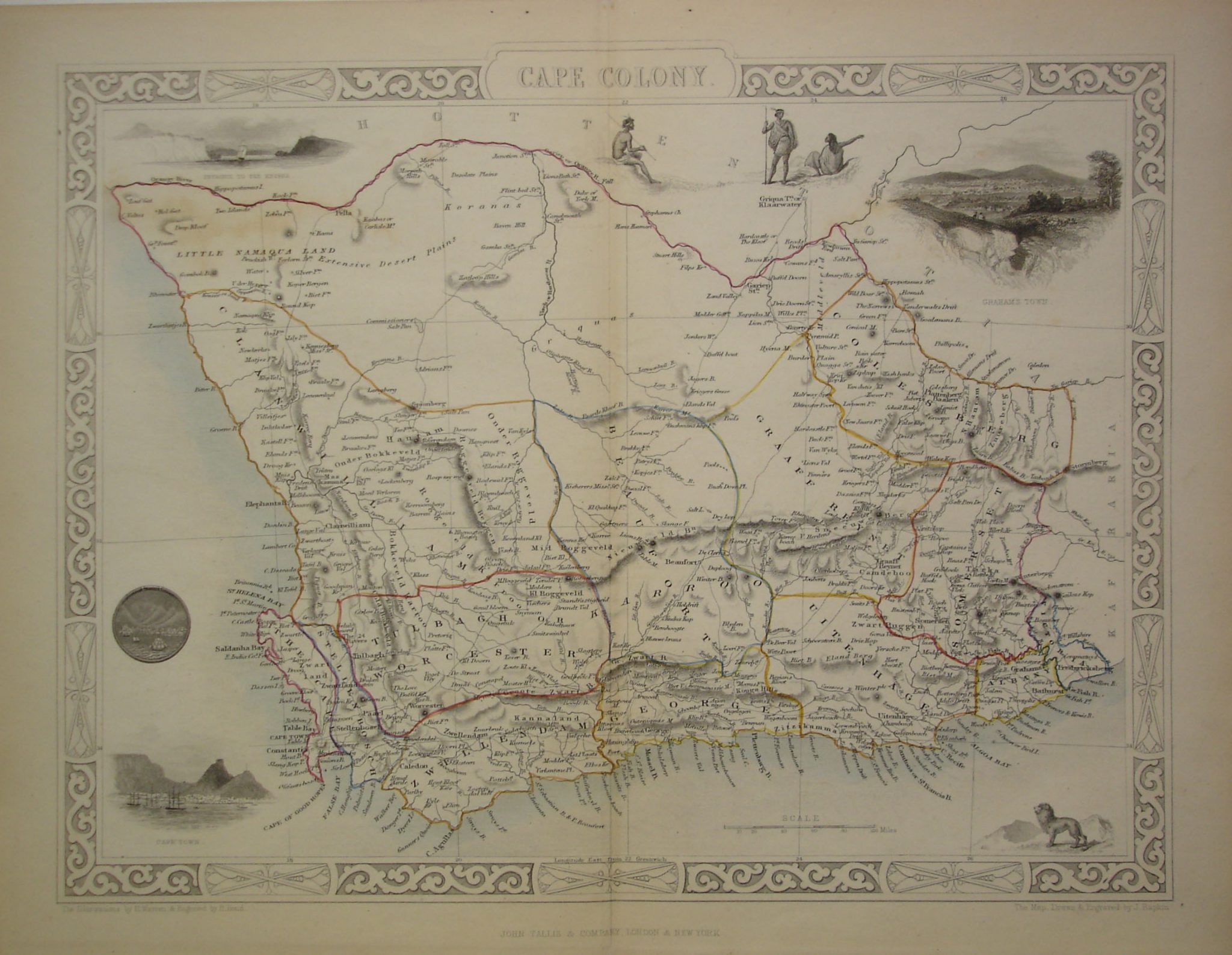 Mapa del siglo XIX del sur de Sudáfrica – Grabados Laurence Shand